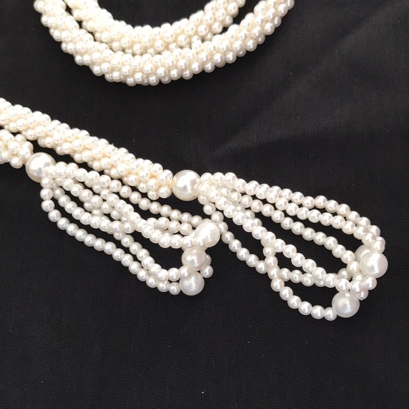 Vintage Faux Pearl Tassel Wrap / Cord / Lariat Necklace with Knot, Ivory - Picture 8 of 10
